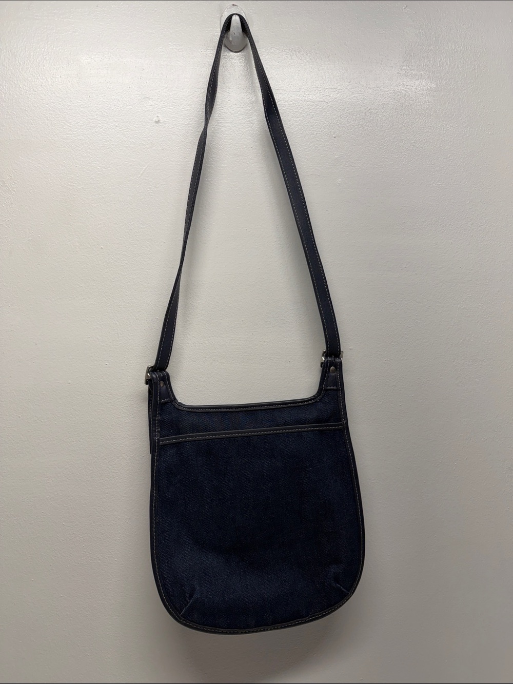 Vintage Coach Crossbody Bag Purse Hippie Canvas Denim Leather Navy Blue USA - Picture 7 of 10
